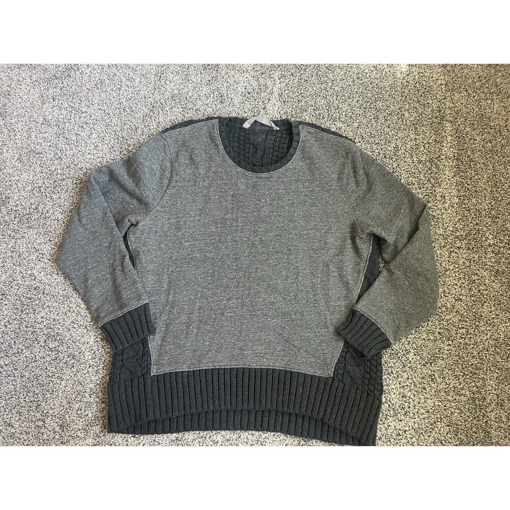 Athleta Madera Gray Chunky Cable Knit Sweater Merino Blend Size Medium